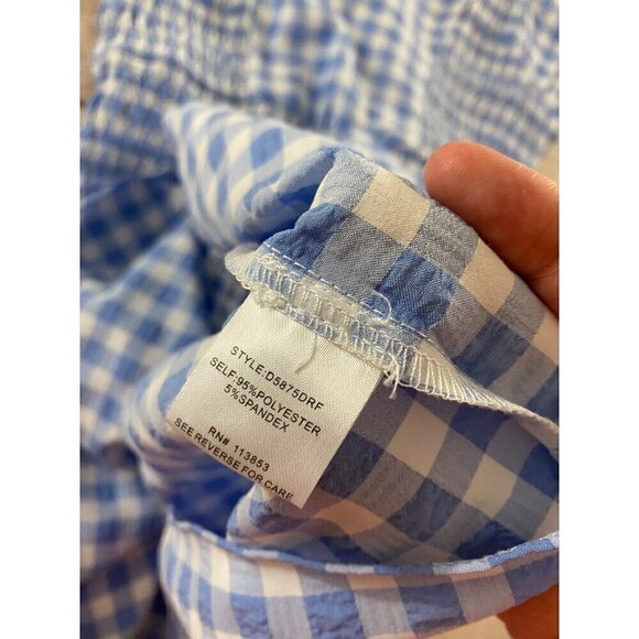 Sugar Lips Everleigh Gingham Blue And White Plaid Smoked Mini Dress - Medium - Picture 10 of 12
